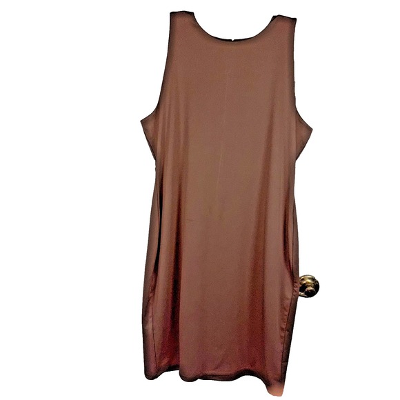 Madden NYC Women's 3X Tan Bodycon Dress – Sleeveless, Contouring Fit, Pullover - Picture 1 of 3